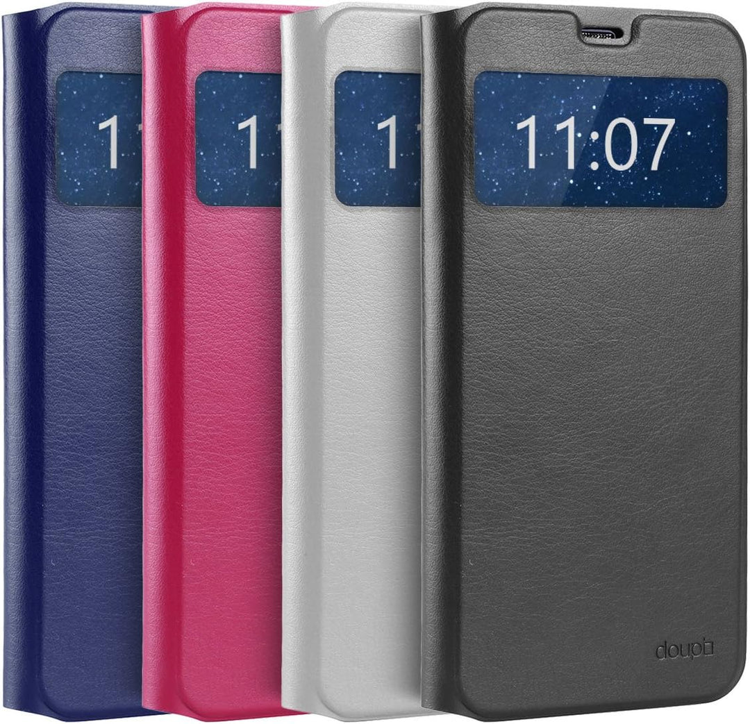 doupi FlipCase für Samsung Galaxy S8 Plus, Deluxe Schutzhülle mit Sichtfenster Magnet Verschluss Kla