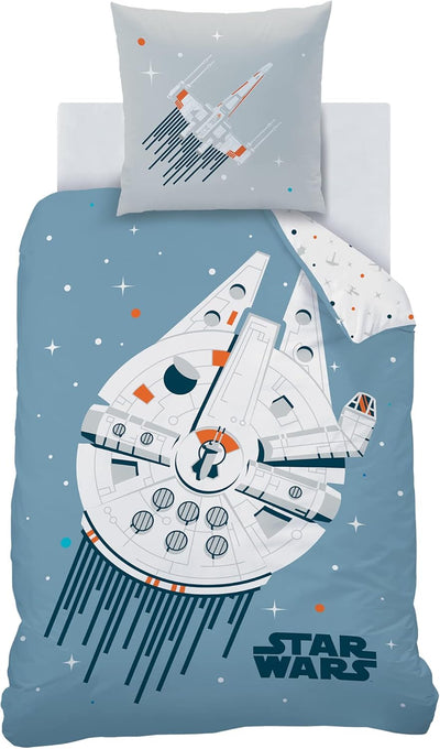 CTI Star Wars Home Millennium Falcon Bettwäsche, Bedruckt, 100% Baumwolle, 140 x 200 cm, gletscherbl