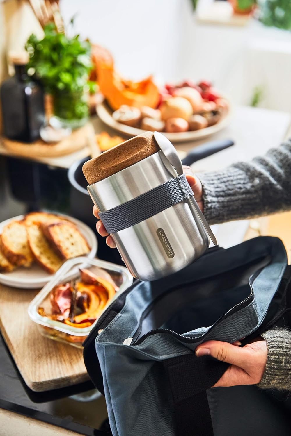 BLACK + BLUM Edelstahl Thermo Topf 550ml | Thermobehälter für Essen | 6h warm & 8h kalt | Auslaufsic
