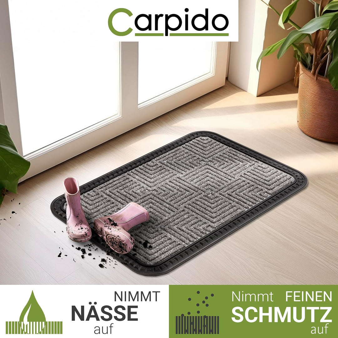 Rutschfeste Fussmatte Aussen &amp; Innen - Silber Muster 3er Set 50 x 80 cm | Langlebige Sauberlauf Türm