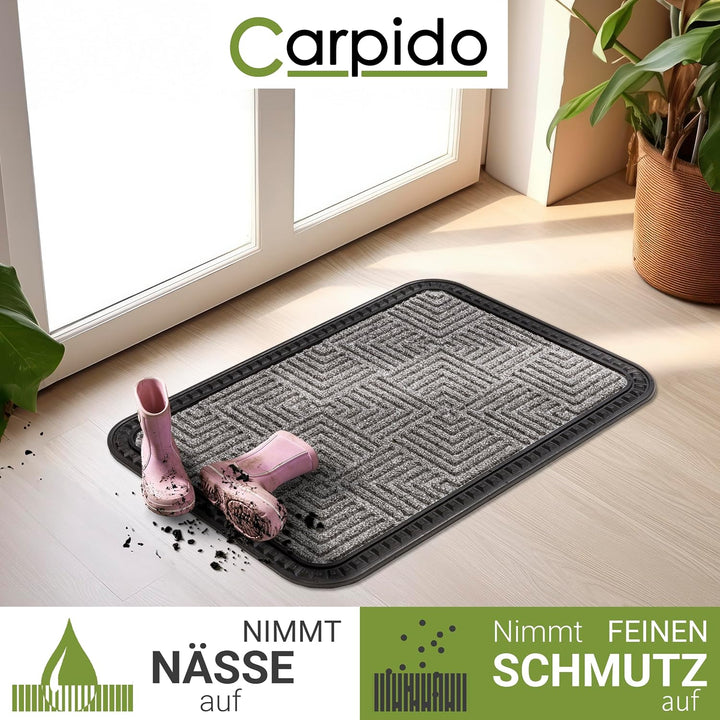 Rutschfeste Fussmatte Aussen &amp; Innen - Silber Muster 3er Set 50 x 80 cm | Langlebige Sauberlauf Türm