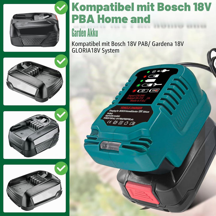 Schnellladegerät Ersatz für Bosch PBA 18V Ladestation mit LED-Anzeige Kompatibel mit Bosch 18V PBA A