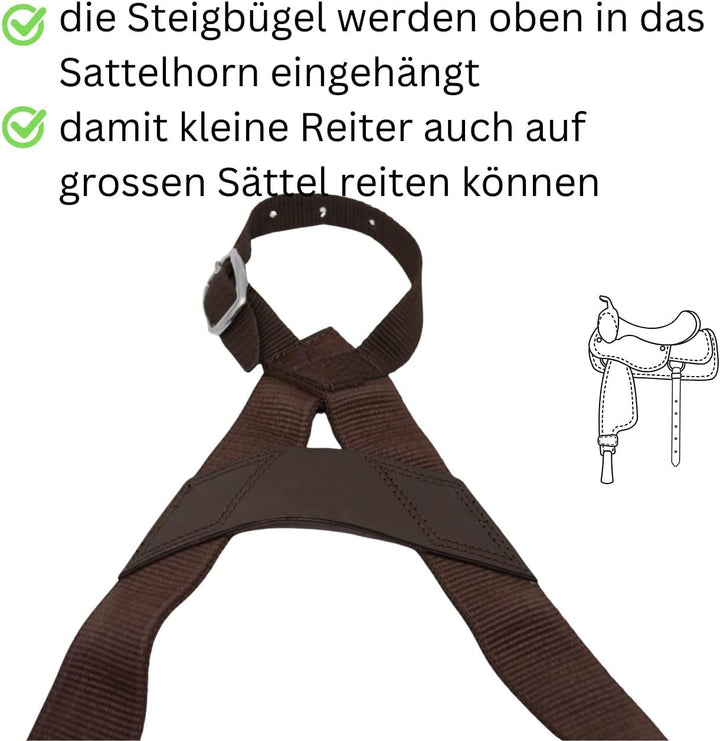 AMKA Western Steigbügel Set für Kinder Westernsattel Steigbügel Kindersteigbügel Set auch für Holzpf