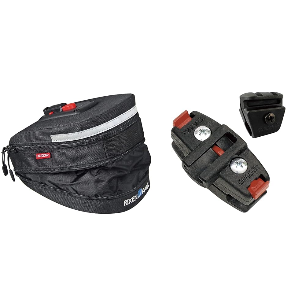 KlickFix Farradtasche Micro 200 Expandable Schwa Satteltasche, Schwarz, 19 x 12 x 8 cm & Zubehör Sat