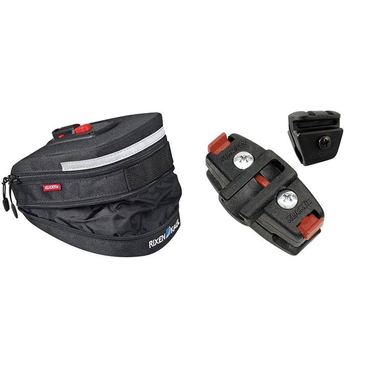 KlickFix Farradtasche Micro 200 Expandable Schwa Satteltasche, Schwarz, 19 x 12 x 8 cm & Zubehör Sat