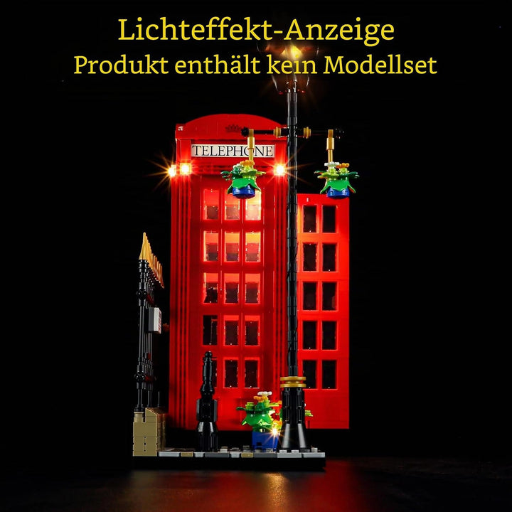 GEAMENT LED Licht-Set Kompatibel mit Lego Rote Londoner Telefonzelle (Red London Telephone Box) - Be