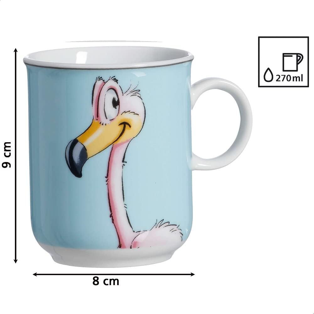 Kinderset Flamingo 7tlg. MIT Gravur (z.B. Namen) personalisiertes Kinderbesteck + Kindergeschirr, Fl