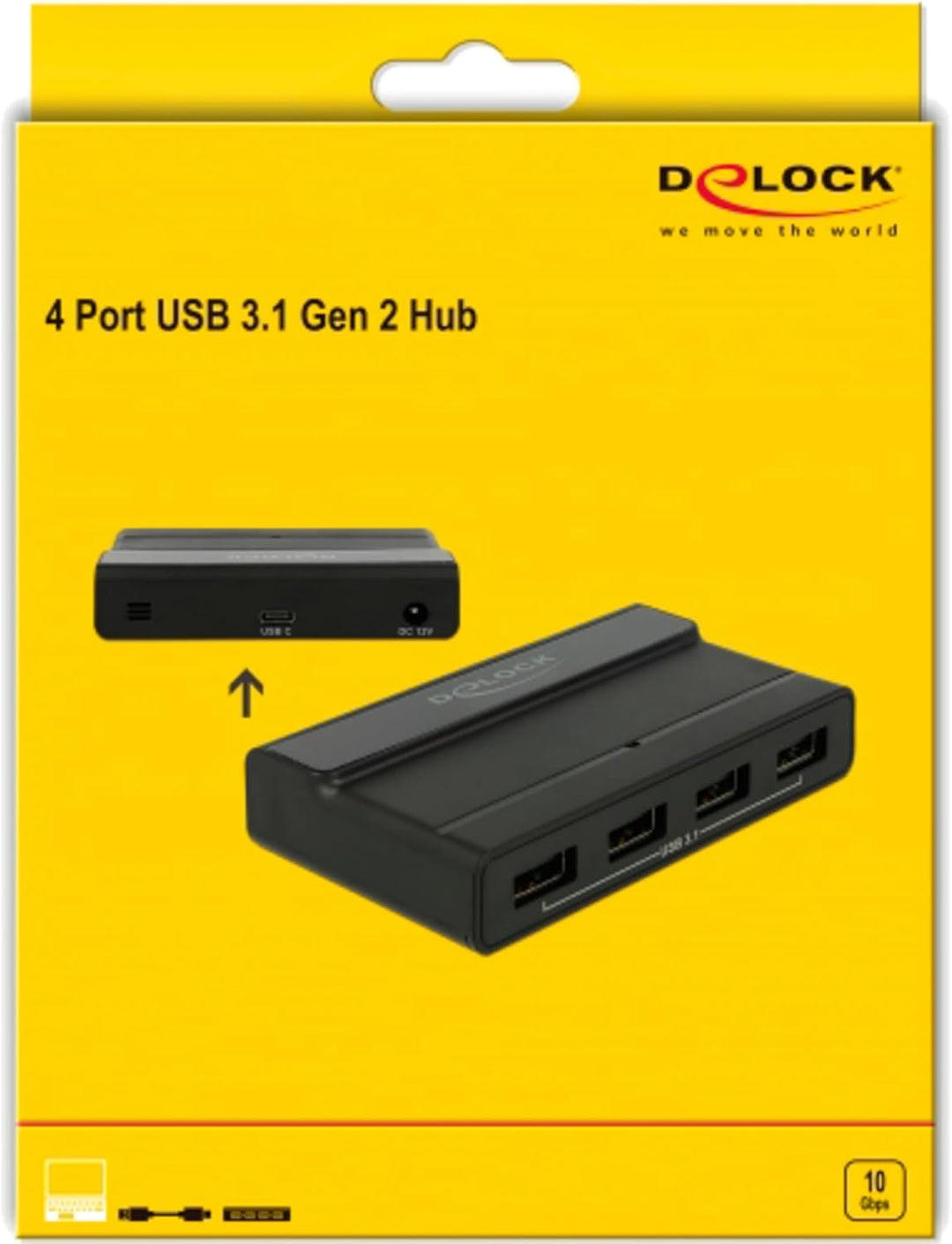 Delock 64053 Externer USB 3.1 4 Port Hubmit10Gbps Single