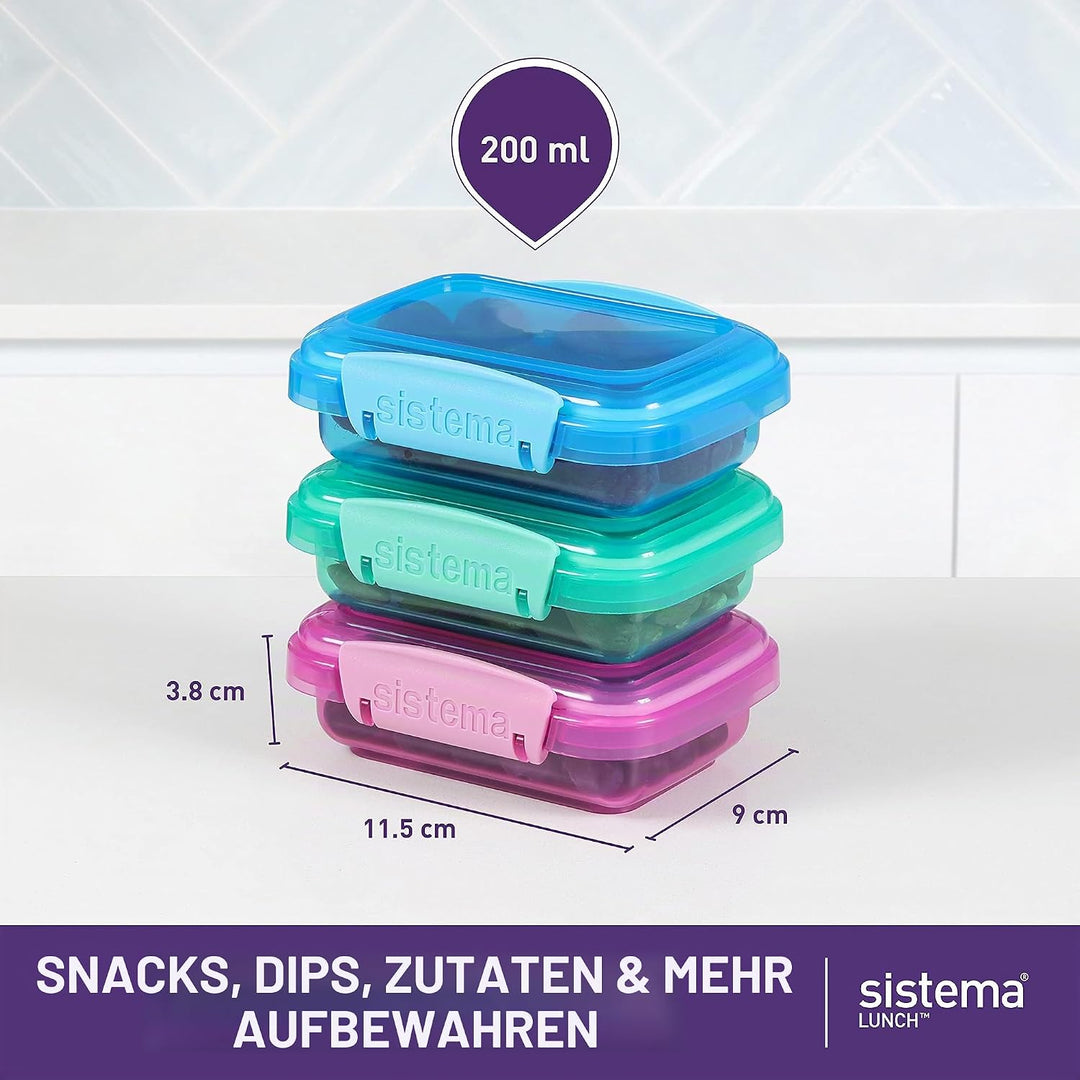 Sistema Lunch Frischhaltedose | 200 ml | kleine Snackboxen | BPA-freier Kunststoff | gemischte Farbe