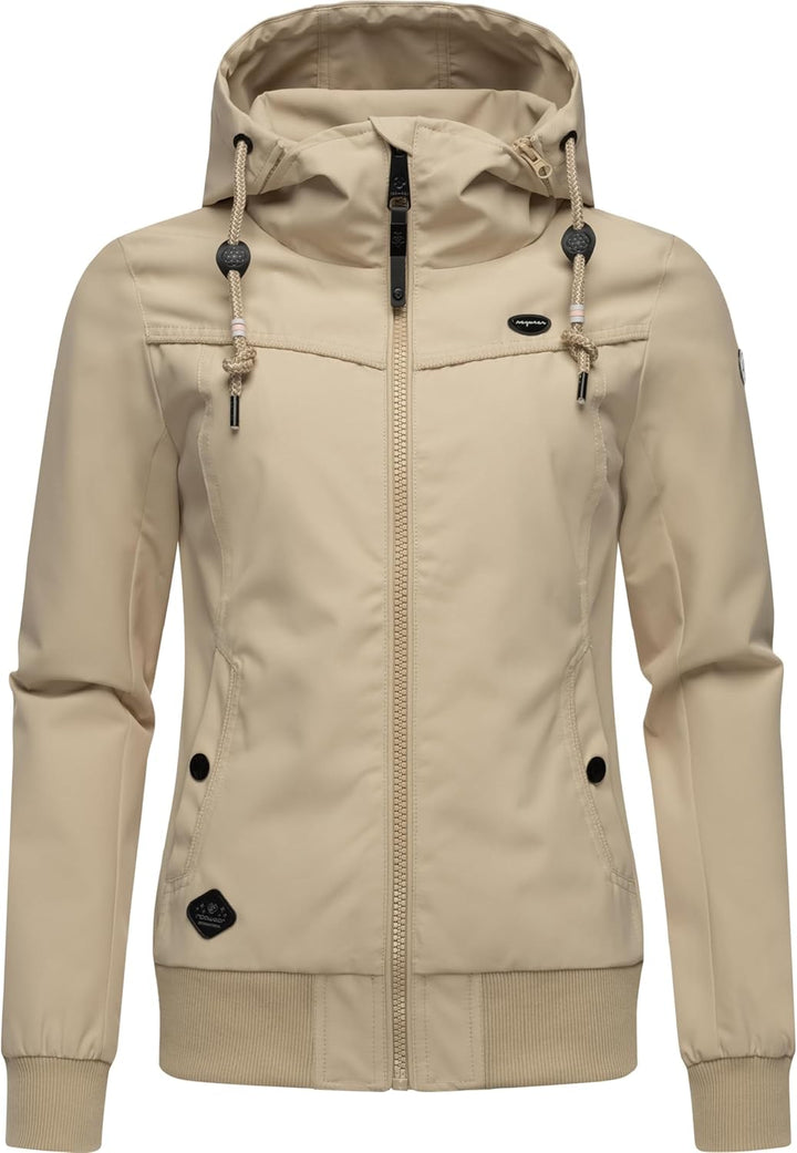 Ragwear Damen Übergangjacke wasserdicht (Wassersäule: 4.000 mm) leichte Jacke kurz mit abnehmbarer K