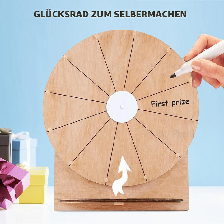 Grosses Glücksrad Set, 30cm Glücksrad Zum Drehen Mit Ständer Und Markierstift, Glücksrads Zum Selbst