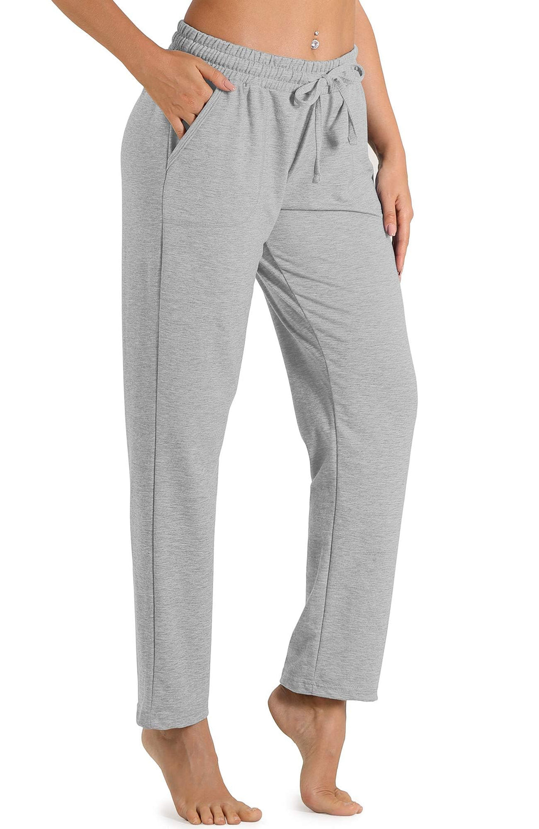 icyzone Damen Jogginghose Sweathose Lang Sporthose Freizeithose geradem Bein Hose mit Tunnelzug M He