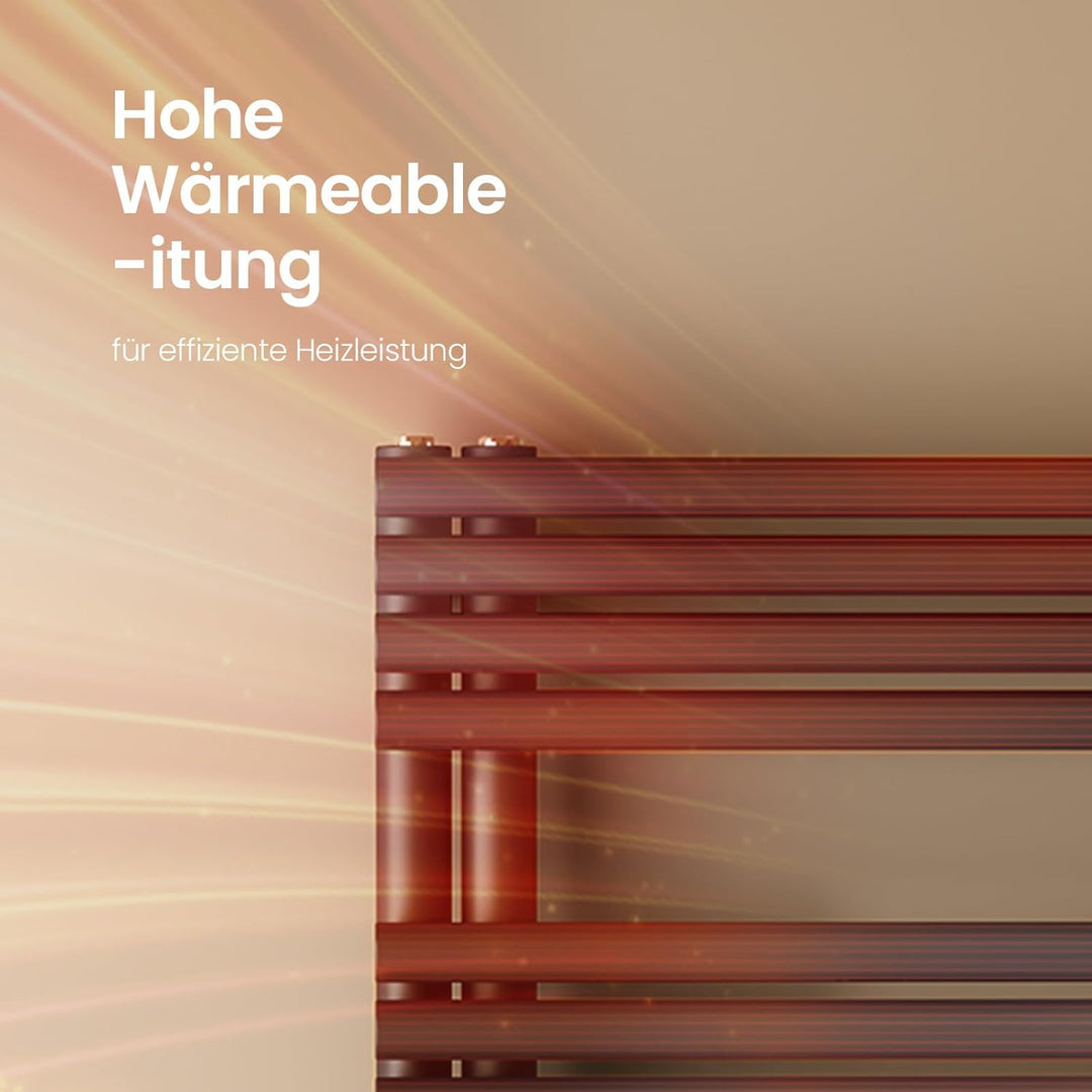 EMKE Design Rundrohr Handtuchheizkörper 1660x600 mm, Badheizkörper Handtuchhalter mit Seitenanschlus