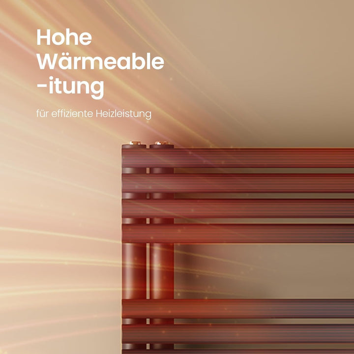 EMKE Design Rundrohr Handtuchheizkörper 1660x600 mm, Badheizkörper Handtuchhalter mit Seitenanschlus
