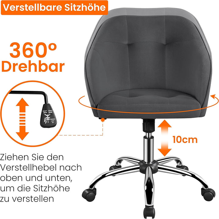 Yaheetech Bürostuhl 360 ° Drehstuhl Schreibtischstuhl höhenverstellbar Computerstuhl mit gepolsterte