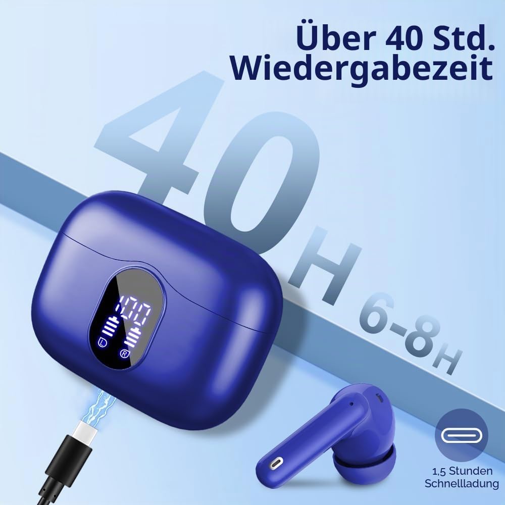 Btootos Bluetooth Kopfhörer, Kopfhörer Kabellos Bluetooth 5.4 Sport In Ear Kopfhörer mit 4 Mikrofon,