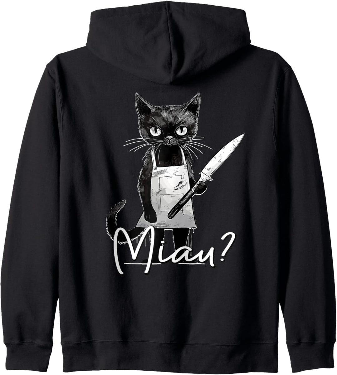 Miau Katze mit Messer I lustiges Katzenmotiv I Katze Miau Kapuzenjacke