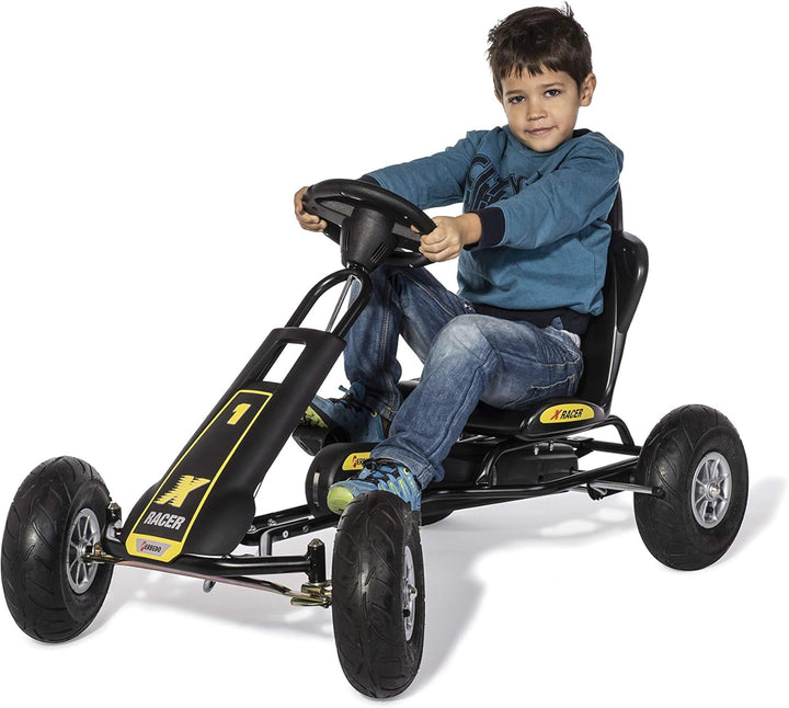Ferbedo Go Kart AT X-Racer (Gokart / Kart in schwarz mit Soundlenkrad und Luftbereifung, ab ca. 3-8