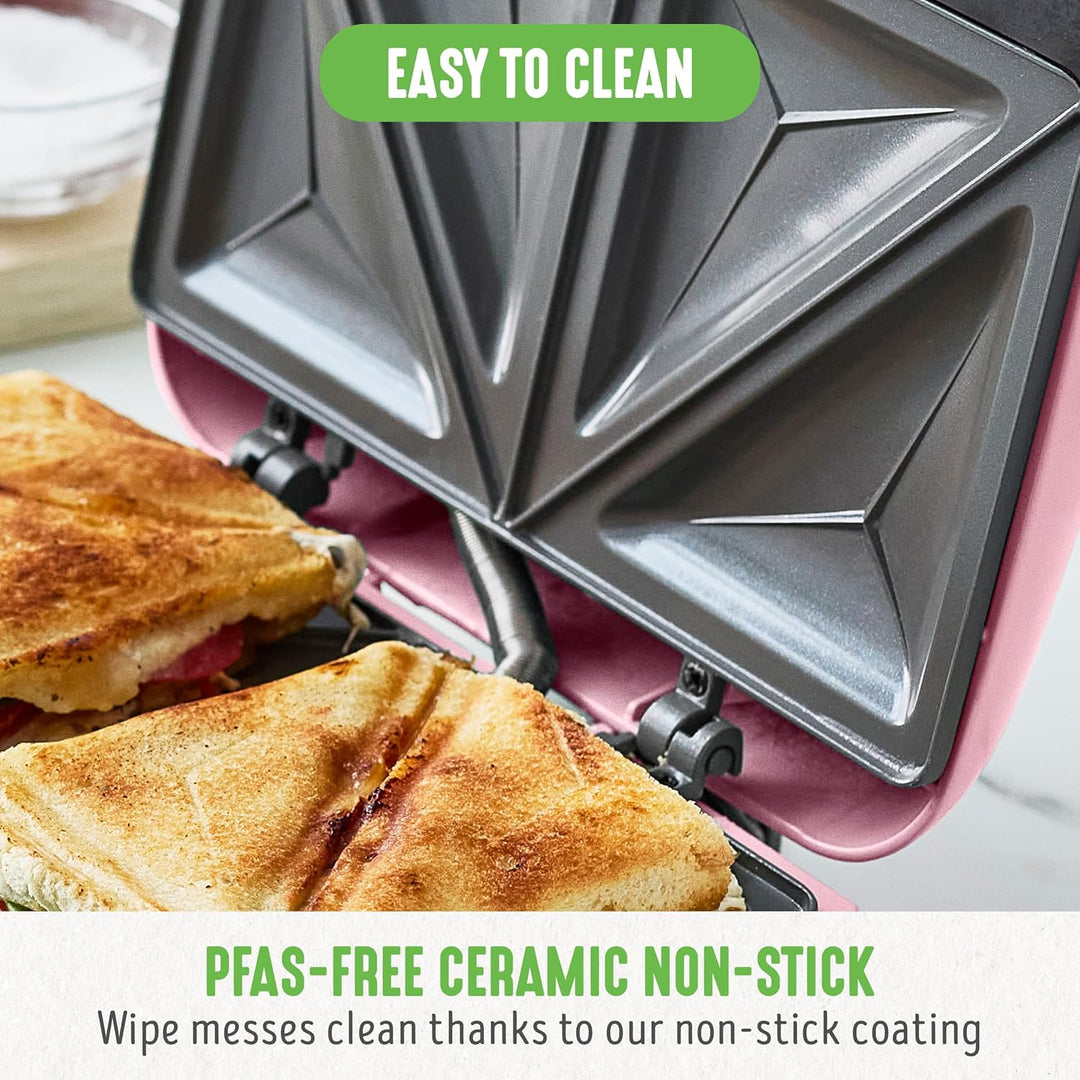 GreenChef Electric Sandwichmaker Pro, PFAS-freie Gesunde Keramik-Antihaftbeschichtung, Leicht zu Rei