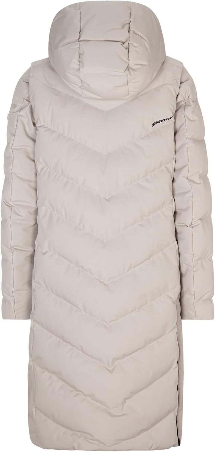 Ziener Damen Telse Winter-Mantel | warm, atmungsaktiv, wasserdicht, knielang (1er Pack) 44 Tall silv