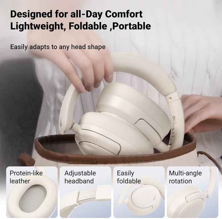 Edifier V80 Wireless Over Ear Kopfhörer mit -44dB ANC, Hi-Res Audio Wired, 45Std. AKKU, Multi-Point-