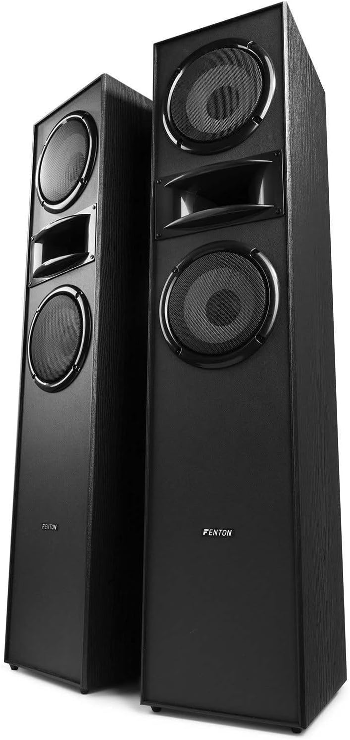 Fenton SHF700B - Standlautsprecher Paar, HiFi Lautsprecher Stereo Set, 400 Watt Standlautsprecher 3-