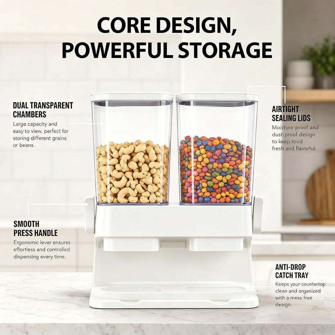 Müslispender 2er Pack, Doppelte 3L Luftdichte Müsli-Speicherkiste, Grosse Kapazität Cereal Dispenser