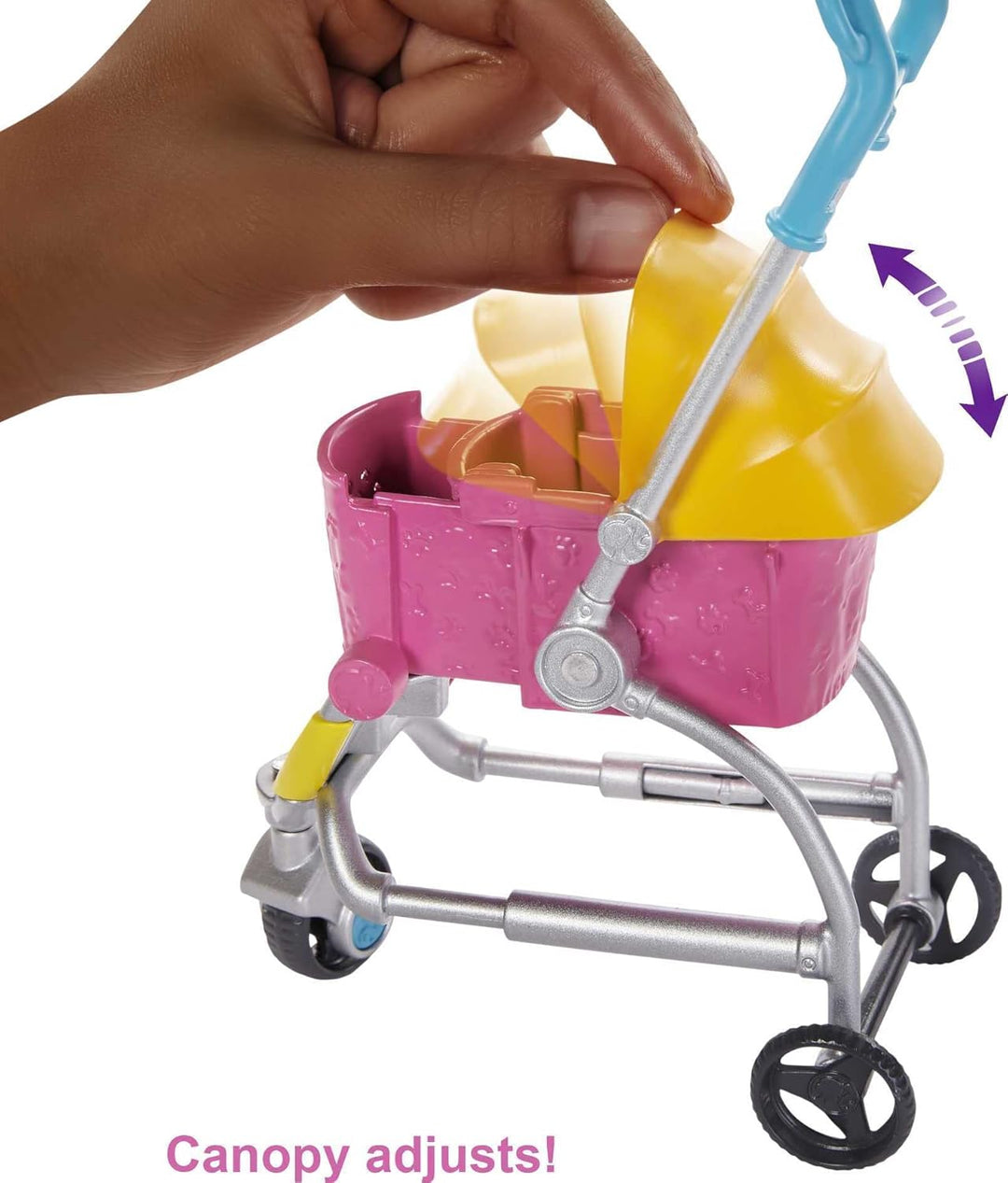 Barbie GHV93 Hundebuggy Spielset Puppe, 2 Hündchen und Wagen für die Hündchen Verschiedene Farben Si