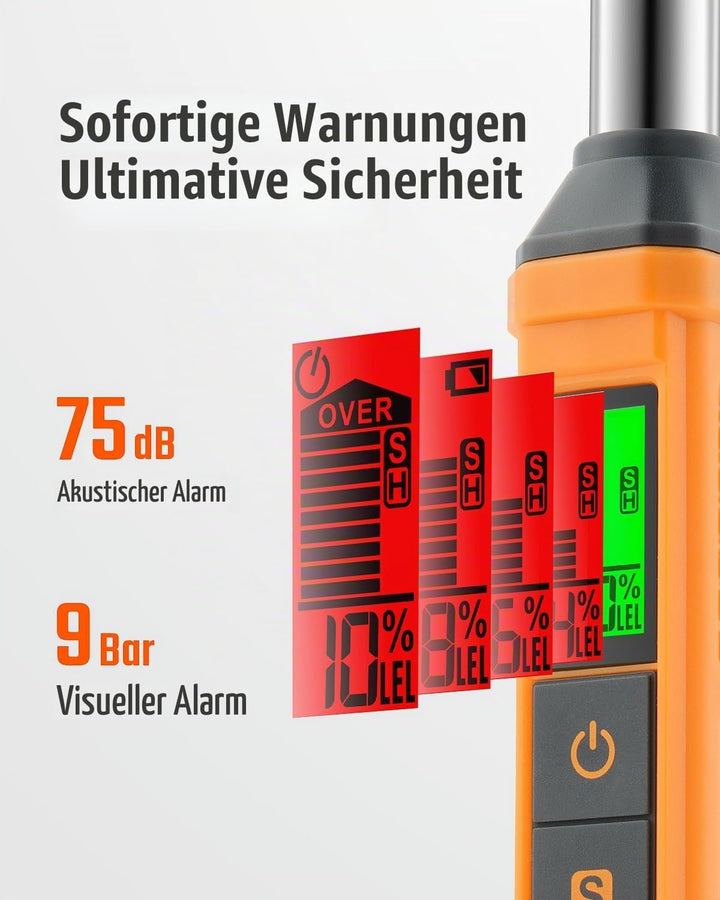 Gasmelder, TopTes PT299 Gasleck-Detektor mit Teleskopstab, tragbarer Gasschnüffler zum Auffinden von
