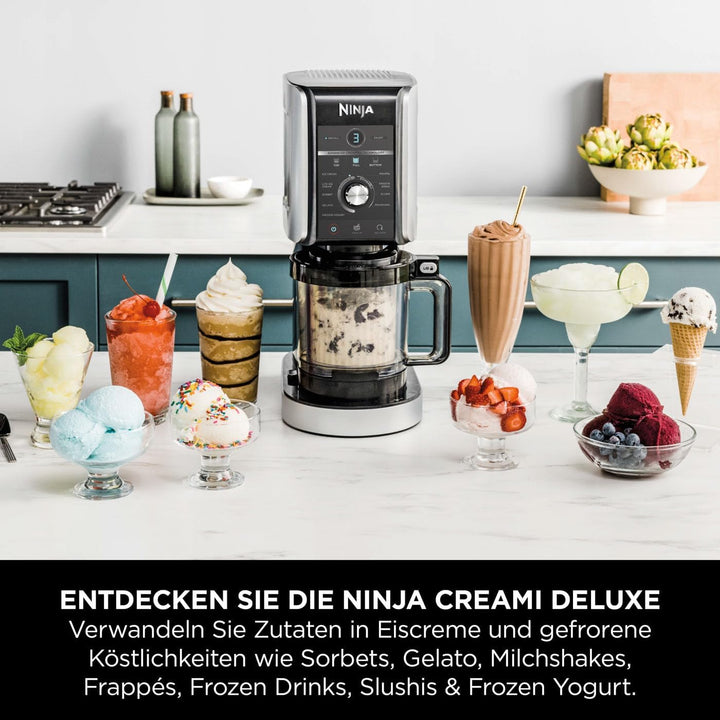 Ninja CREAMi Deluxe Eis-und Eisgetränkmaschine mit 2 Bechern, 10 Funktionen, macht Eiscreme, Gelato,