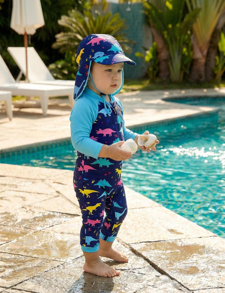 weVSwe Baby Bademode UPF 50+ Schutz Junge Badeanzüge Schrittreissverschluss Langarm mit Sommer Sonne