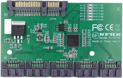 xiwai SATA HUB Ports 3.0 6Gbps 1 auf 5 Splitter Adapter Konverter PM Multiplier Port Selector JMB575