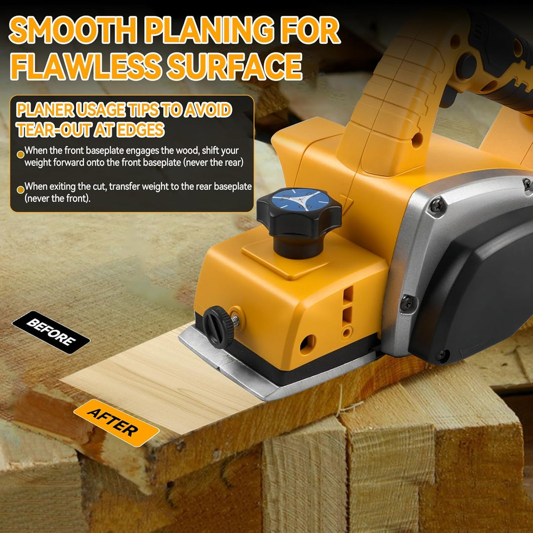 Kabelloser elektrischer Handhobel für Dewalt 18V/20V Akku, 3-1/4 Zoll Handhobel, 15000RPM Bürstenlos