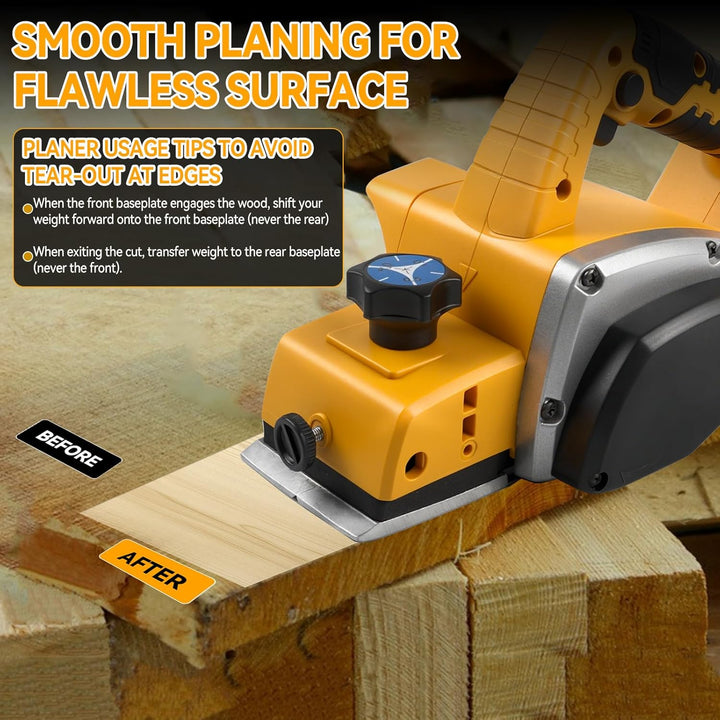 Kabelloser elektrischer Handhobel für Dewalt 18V/20V Akku, 3-1/4 Zoll Handhobel, 15000RPM Bürstenlos