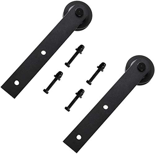 WINSOON Schwarzes antikes Rollen-Set für Schiebetüren, Hardware-System (I Shape Design) 2pcs Schwarz