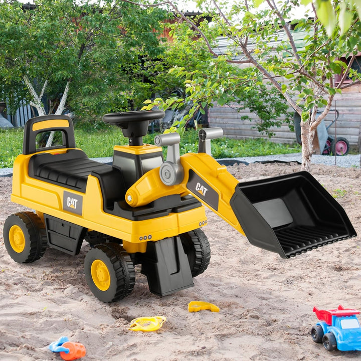 SOARS Sitzbagger, Kinderbagger mit Lenkbarer Schaufel, Rutschauto mit Hupe, verstecktem Stauraum & K