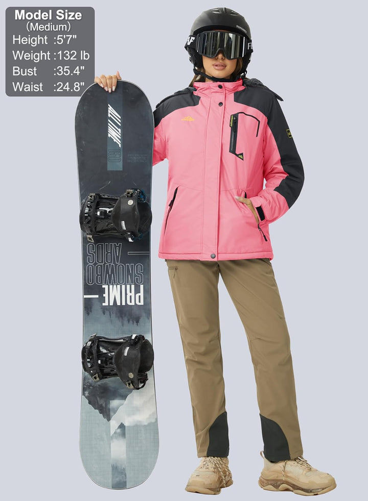 MAGCOMSEN Winterjacke Damen Softshell Funktionsjacke Wasserabweisende Outdoor Ski Jacke Fleece Windd