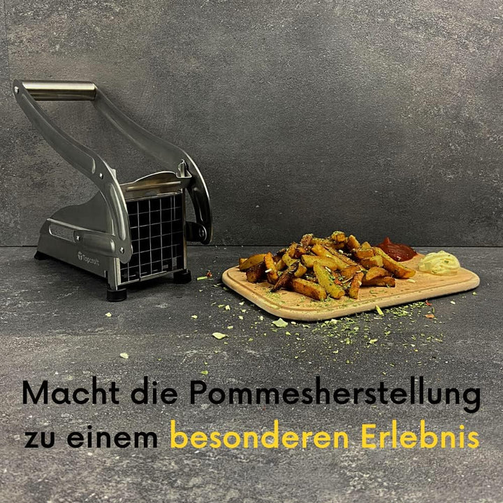Topcroft ® Pommesschneider Edelstahl I 2 Schneidegrössen für individuelle Pommesdicke I Rutschfester