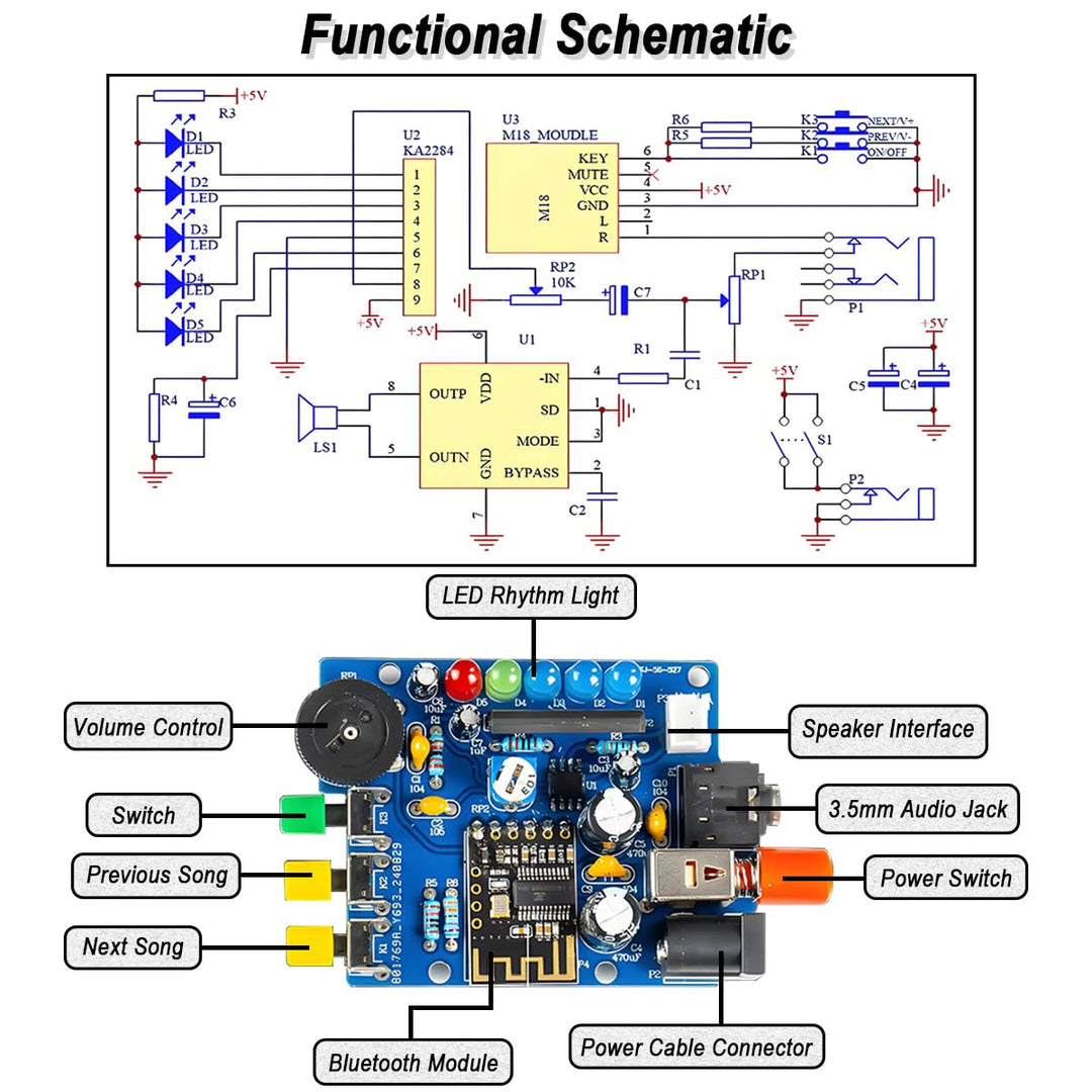 DIY Elektronik Lautsprecher Löten Bausatz Bluetooth Kit, HT6872 3W Mini Audio Verstärker Musik Stere