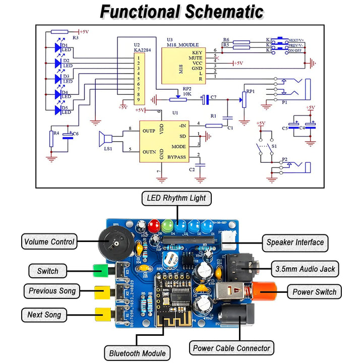 DIY Elektronik Lautsprecher Löten Bausatz Bluetooth Kit, HT6872 3W Mini Audio Verstärker Musik Stere