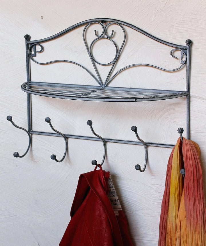 DanDiBo Wandgarderobe Vintage mit Ablage Garderobe Wand 20122 38 cm Kleiderhaken Wandregal Haken
