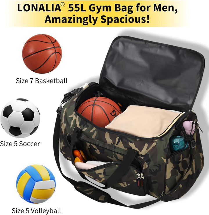 Sporttasche Reisetasche Herren Gross 55L - Weekender Gym Bag Fitness Tasche für Sport Training Urlau