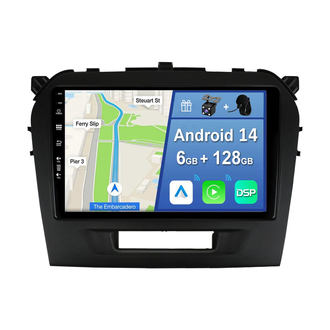 [6GB+128GB] Android 14 Autoradio für Suzuki Vitara (2014-2020)-[Integriertes CarPlay/Android Auto/DS