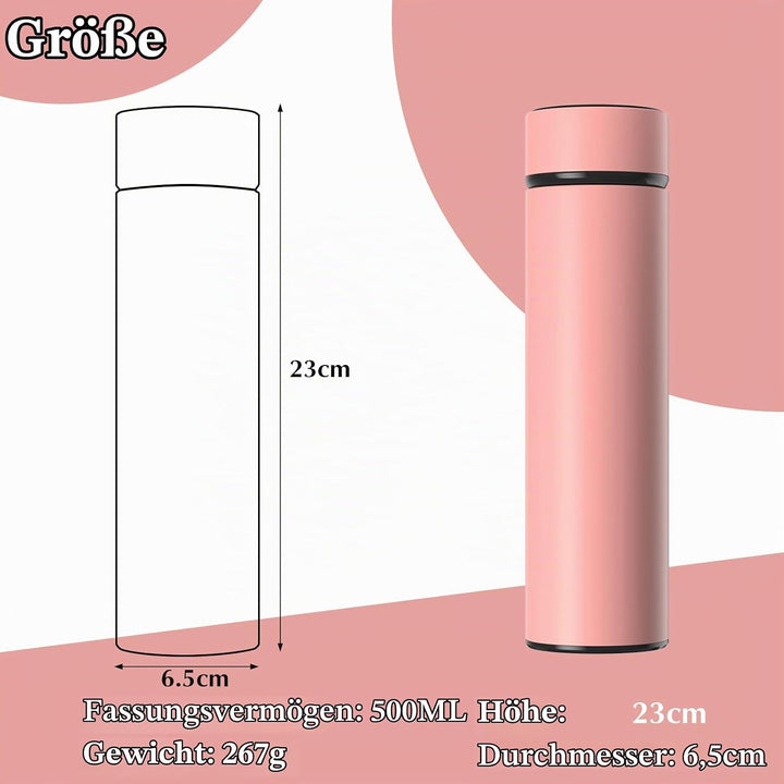 Homealexa 500ml Thermosflasche, Vakuum Isolierbecher Trinkflasche aus 304 Edelstahl, LED-Touchscreen