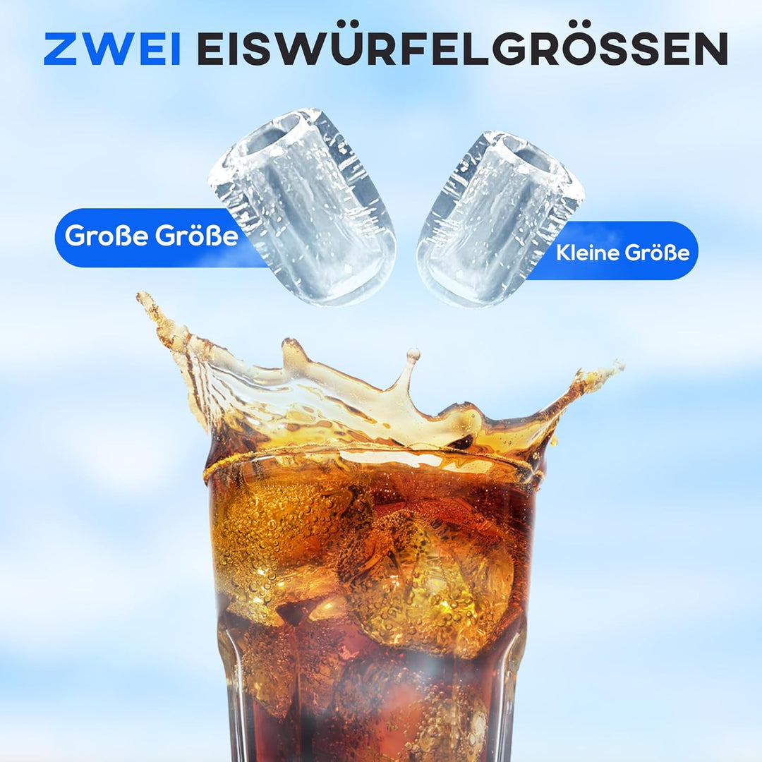 HOMCOM Eiswürfelmaschine, Ice Maker 9 Eiswürfel in 8 Min., 12kg/24h, Eiswürfelbereiter mit 2L Wasser