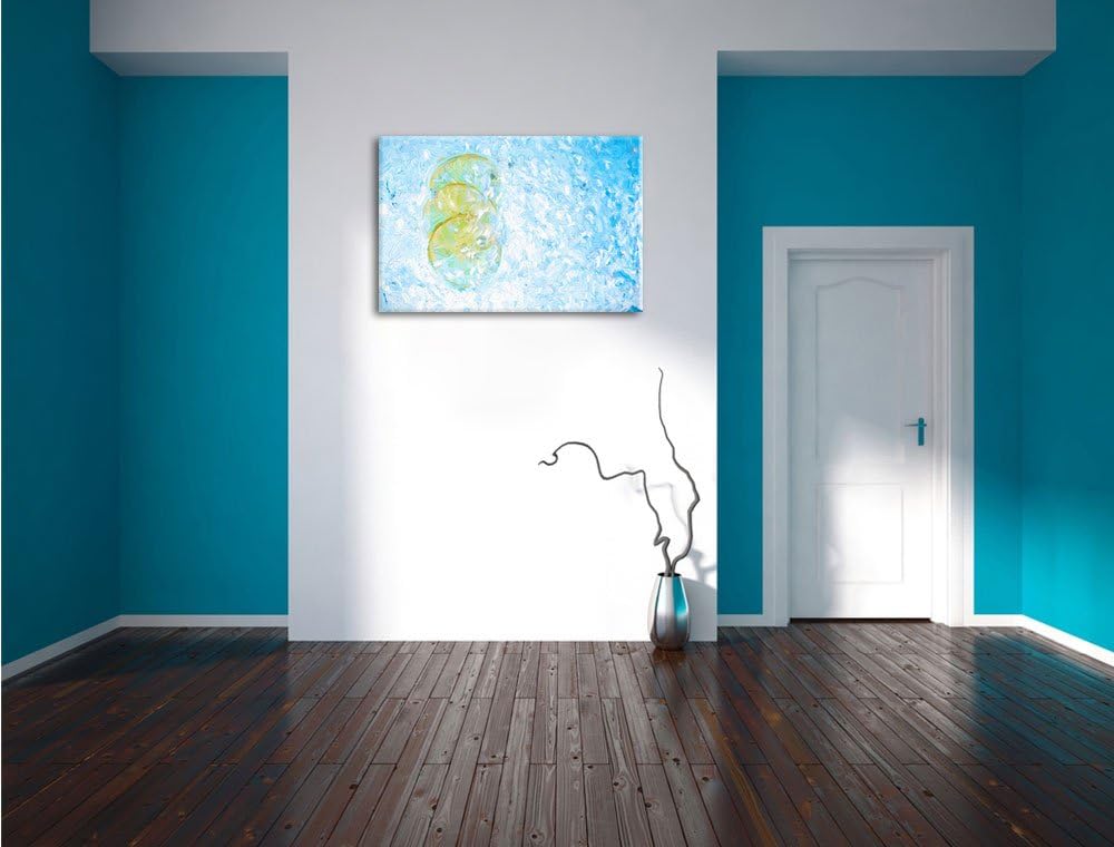 Pixxprint Zitrone fällt ins Wasser als Leinwandbild/Grösse: 100x70 cm/Wandbild/Kunstdruck/fertig bes