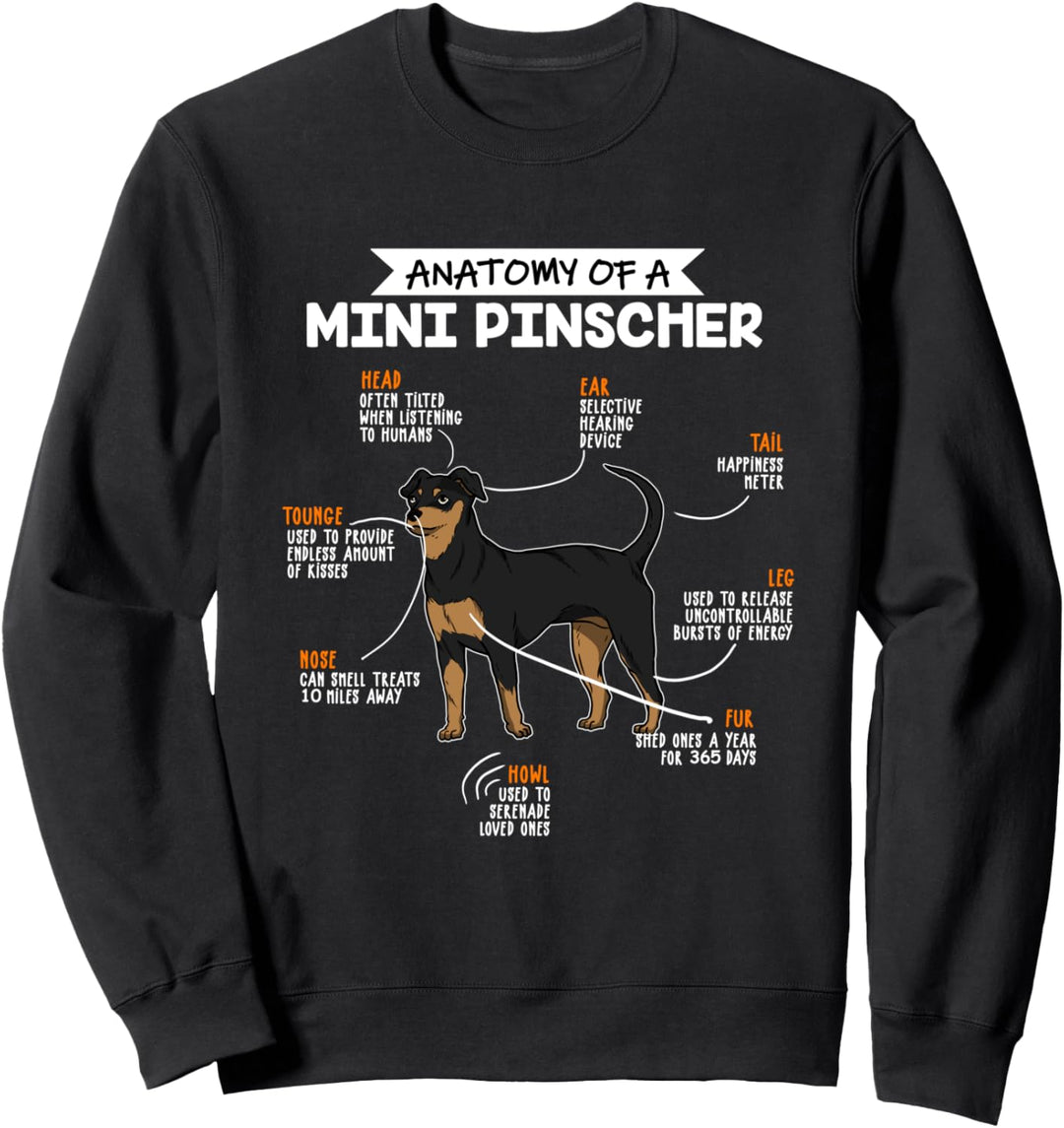Anatomie Eines Zwergpinscher Fun Hunde Herrchen Frauchen Sweatshirt