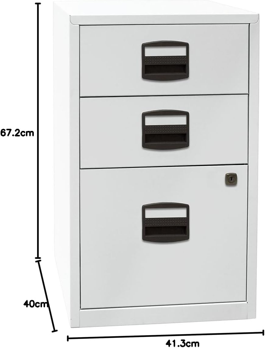 Bisley Home Beistellschrank PFA, 2 Universalschubladen, 1 HR-Schublade, Metall, 355 Silber, 40 x 41.