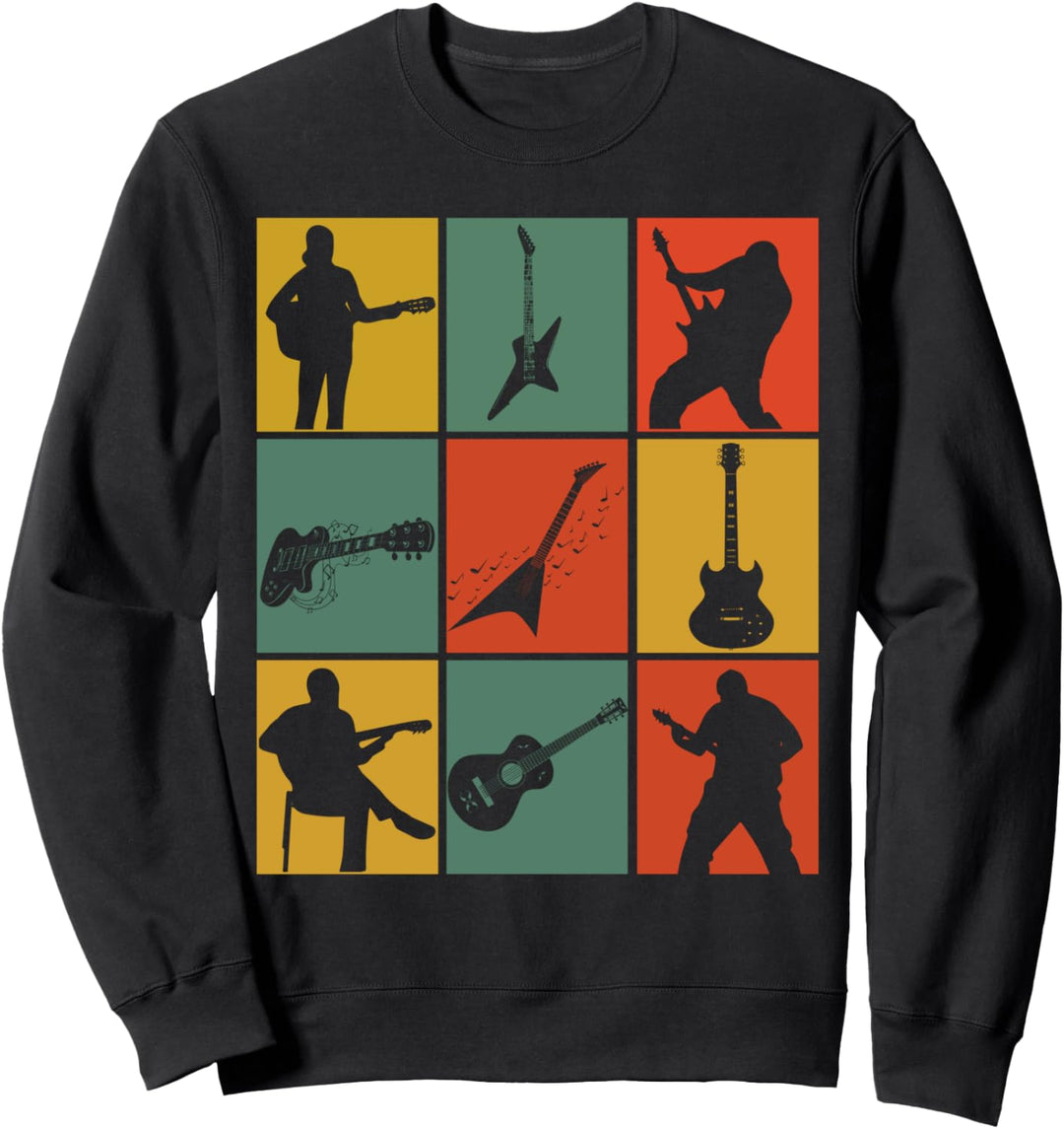Retro Gitarrist Gitarrenspieler E-Gitarre Musiker Gitarren Sweatshirt