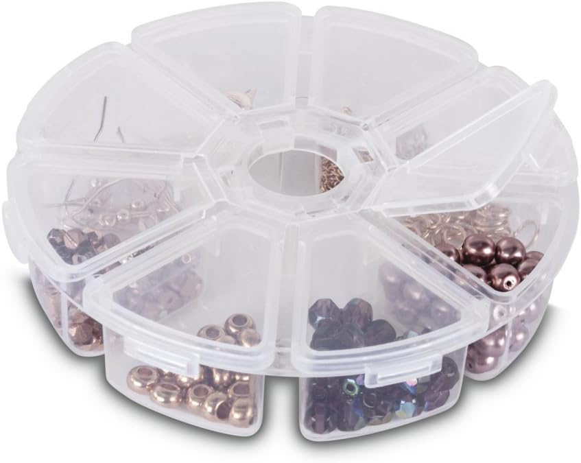 Rayher 39499000 Sortierbox, für Kleinteile, rund, ø 13cm, mit Tragegriff, transparent, für Bügelperl